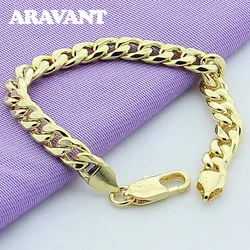 Aravant 925 Silver 10MM Gold Sideways Bracelet For Men Women Fashion Jewelry