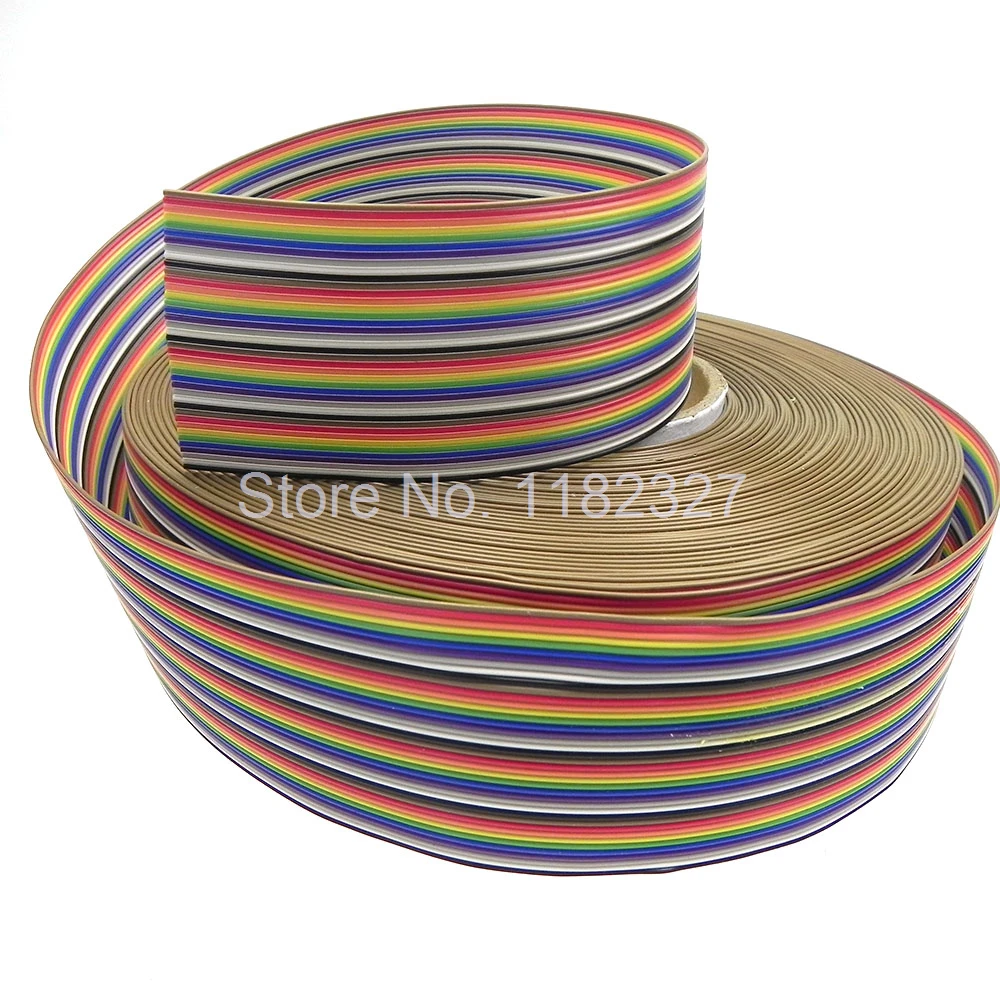 (5 meter/lot) Flat Colors Ribbon Cable wire 40P IDC Flat Ribbon Cable 1.27 MM Pitch 5000mm Dupont Line Diy Kit