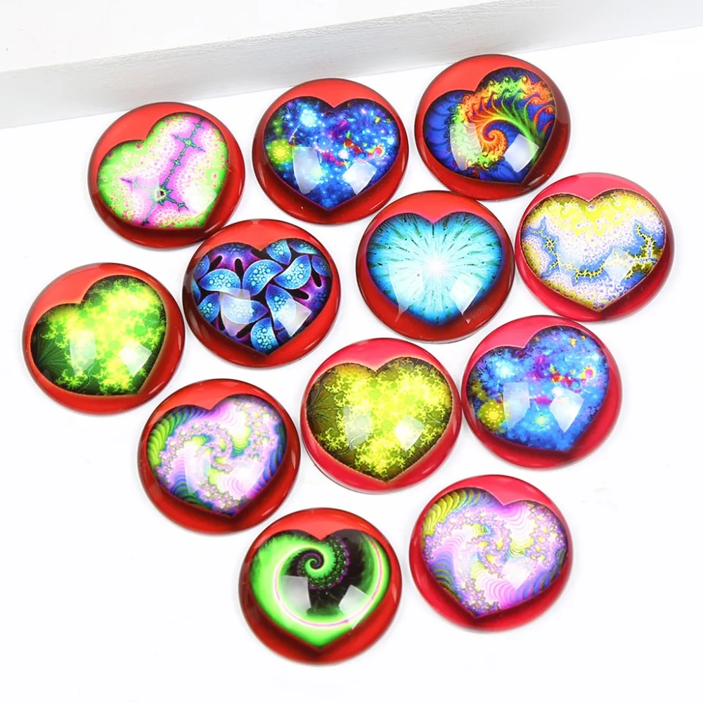 reidgaller mix fractal Photo Glass Cabochon 12mm 20mm 25mm 30mm diy flatback jewelry findings for earrings pendants