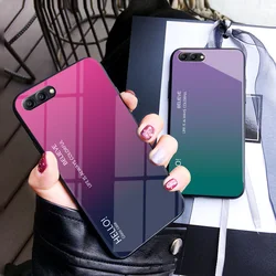 For Huawei Honor View 10 Case Fashion Hard Tempered Glass Luxury Gradient Protective Back Cover case For huawei honor v10 v9