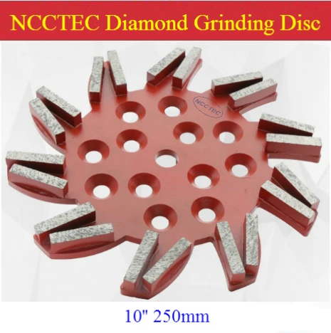 

10'' Strange shape Flying Diamond Grinding Disc for EDCO Blastrac SPE floor grinder | 250mm disk for SPE DFG-500 | 20 segments