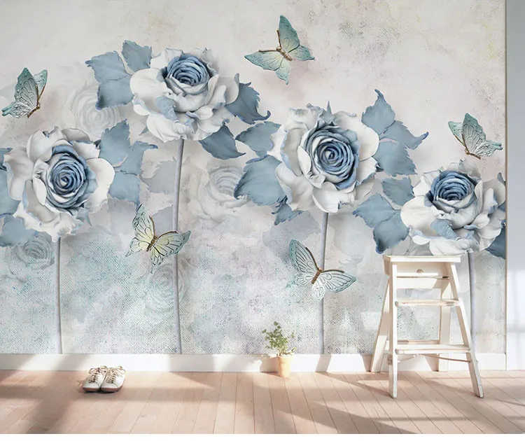 

TV background wallpaper painting room living room simple beautiful warm flowers 3d 3d murals bedroom sofa bedside wallpaper