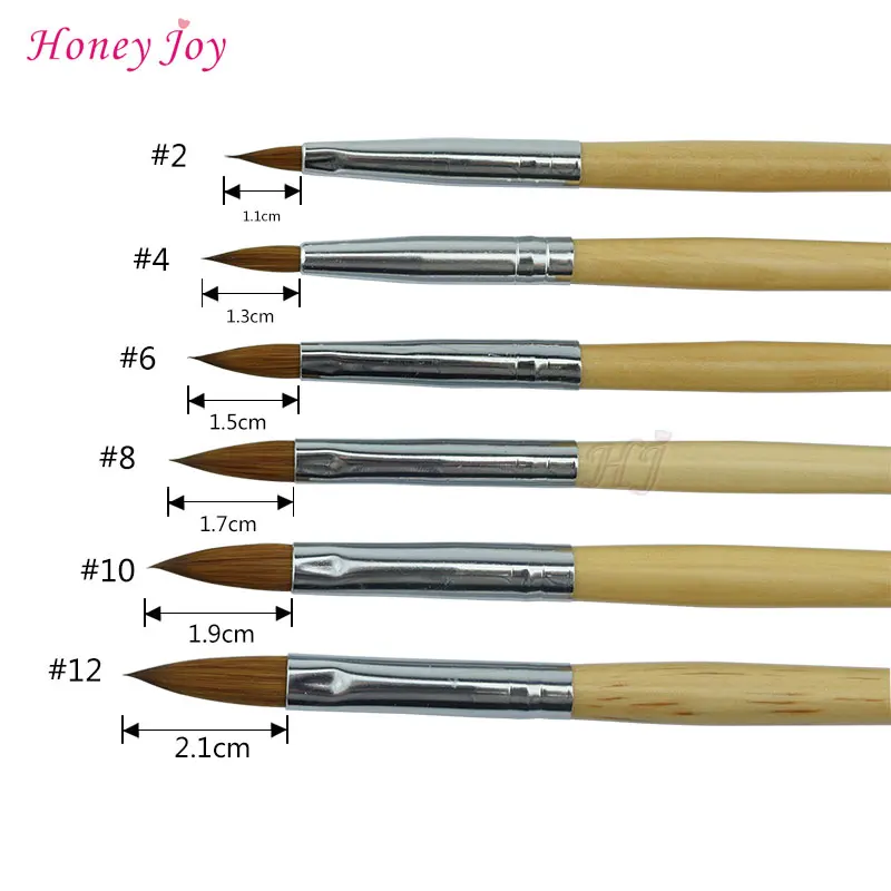 1pc Kolinsky Sable acrilico Nail Art Brush No. 2/4/6/8/10/12 UV Gel Carving Pen Brush Liquid Powder DIY Beauty Nail Drawing