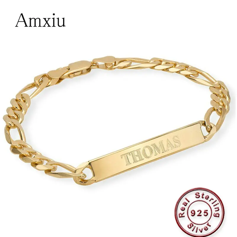 Imagem -02 - Pulseira de Prata 925 Amxiu Bracelete com Nome Gravado Joias Personalizadas Acessório para Crianças