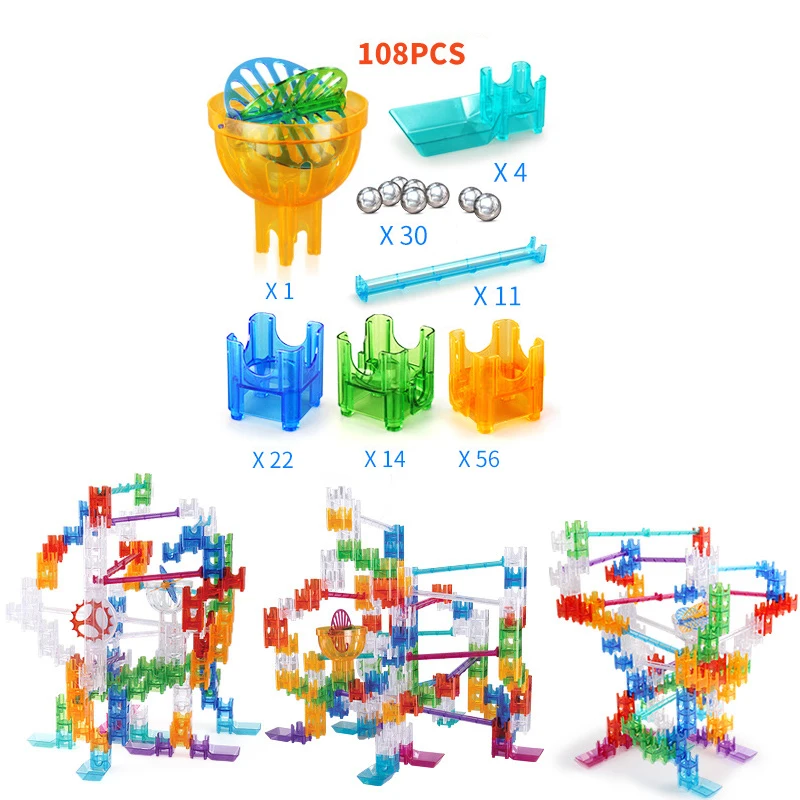 108 cái, 30 bi Cubes Bóng Mê Cung Mê Khối Xây Dựng TỰ LÀM Bằng Đá Cẩm Thạch Chạy Lắp Ráp Các Khối Theo Dõi phối hợp Tay-mắt đồ chơi Giáo Dục