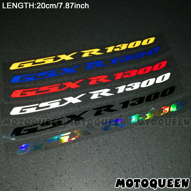 Reflective Motorcycle Wheels Fairing Helmet Side Tank Pad Label Stickers Decals Yellow Red Blue For SUZUKI GSXR1300 GSXR 1300