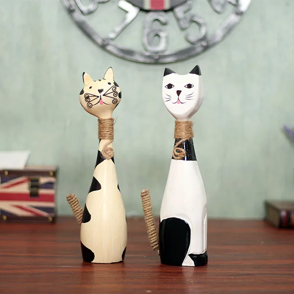 Nordic Woodiness Couple Cat Decoration, Living Room, TV Cabinet, Study Office, Hot