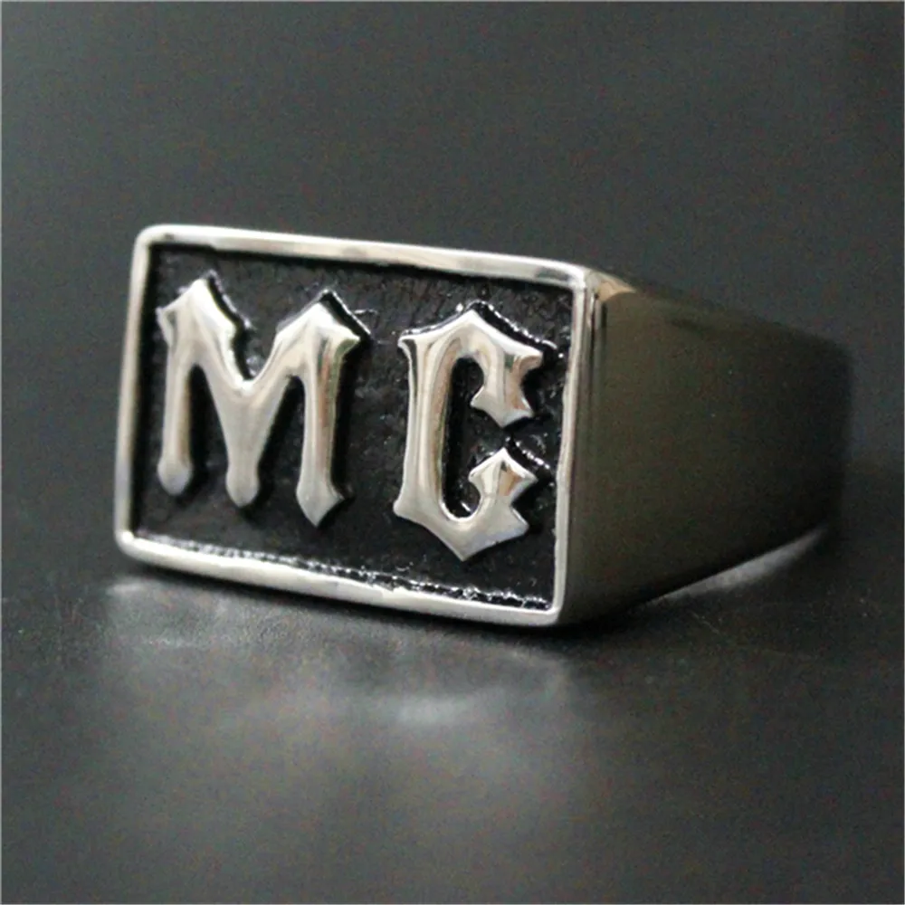 Support DropshipNewest 5 Color Biker MC Ring 316L Stainless Steel Jewelry Personal Design Glue Men Boys Biker Style Ring