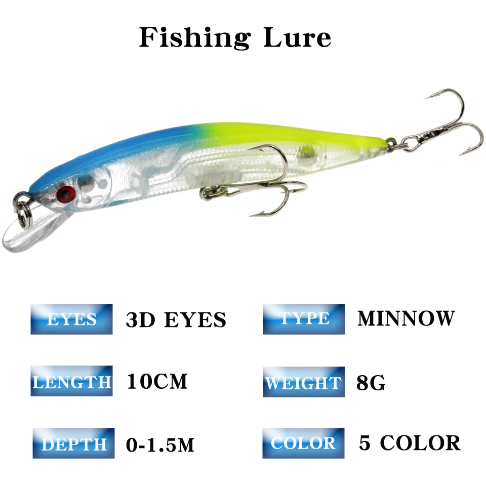 LEOSPORT New Sale 1pcs/lots Hard Minnow Fishing Bait 10cm/8g Good Quality Crankbaits With Ball Lures