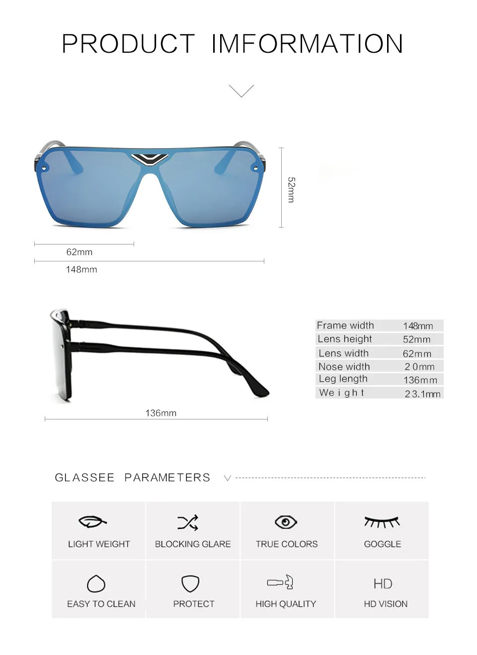 Neue Brille Kunststoff männlich fahren Sport Männer schillernde Sonnenbrille Männer Marke Designer trend ige Retro Sonnenbrille oculos de sol – Detail 1