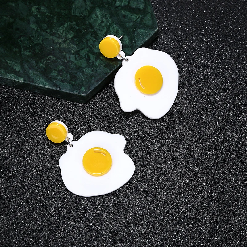 Novel Eggs Acrylic Earrings Sweet Cartoon Fried Eggs Funny Earrings For Women Party Fashion Jewelry Accessories Gifts