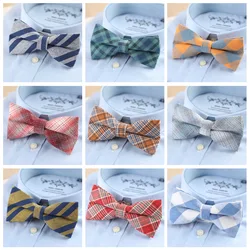Brand New Mens Fashion Bright Bowtie Check 100% Cotton Soft Striped Double Fracture Butterfly Men Bow Ties Designer Cravat