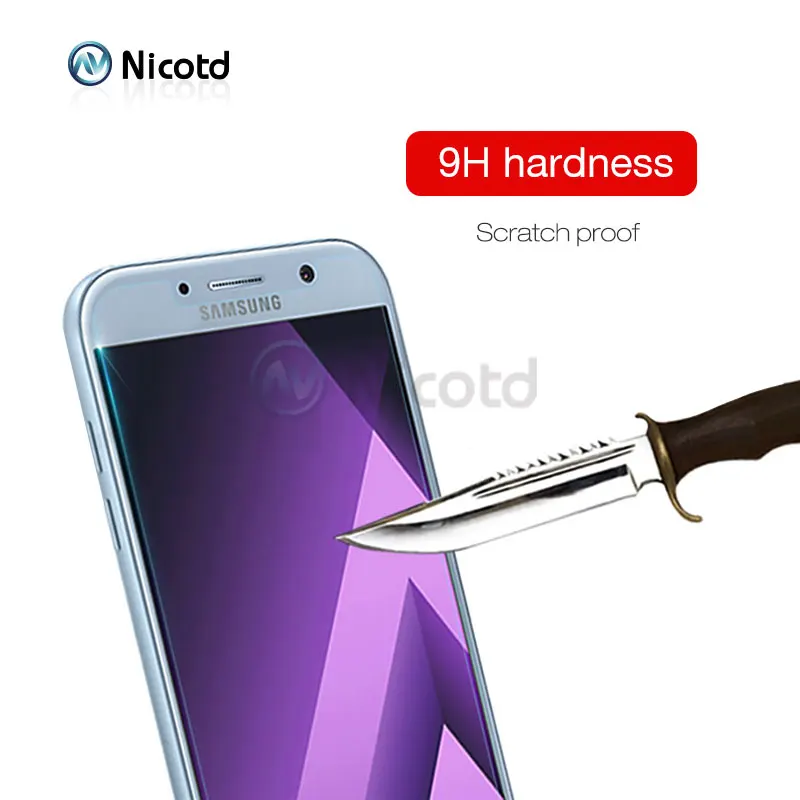 Nicotd Tempered Glass For Samsung Galaxy A3 A5 A7 J3 J5 J7 2017 2015 2016 0.26mm 2.5D Screen Protector Glass Film 9H Protective