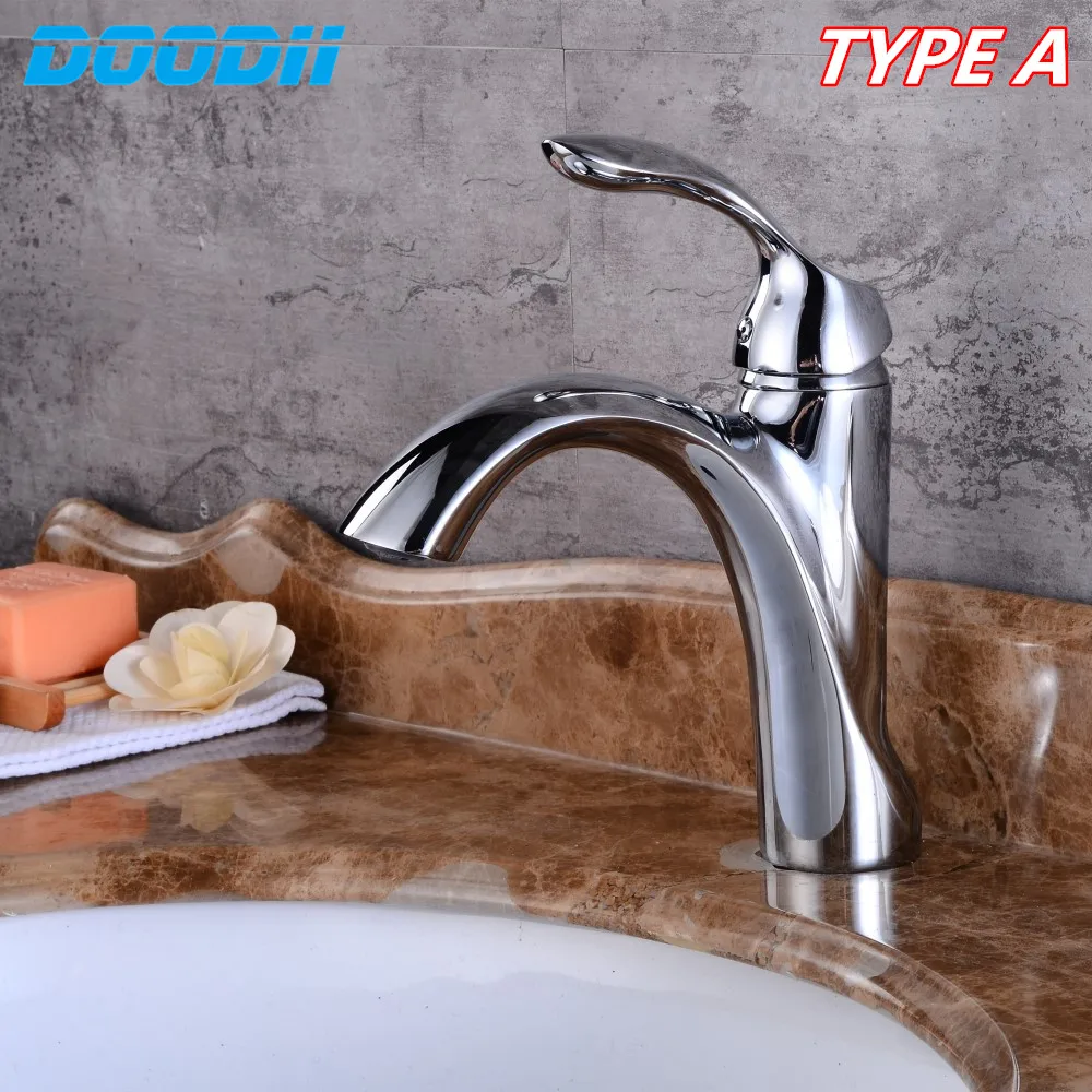 

New bathroom Basin Faucet Chrome Faucet Brush Nickel Sink Mixer Tap Vanity Hot Cold Water Bathroom Faucets Torneiras DOODII