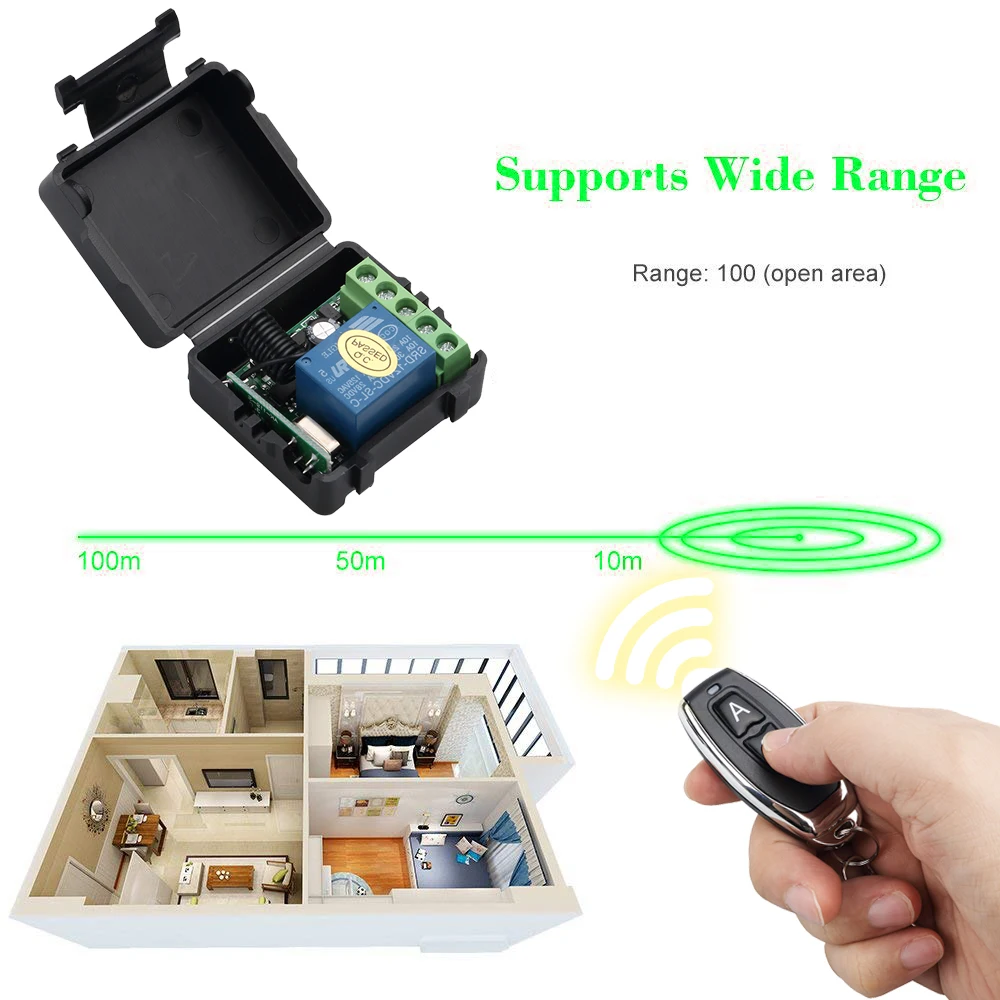 kebidu 1Pc RF Transmitter 433 Mhz Remote Controls with Wireless Remote Control Switch DC 12V 1CH relay Receiver Module