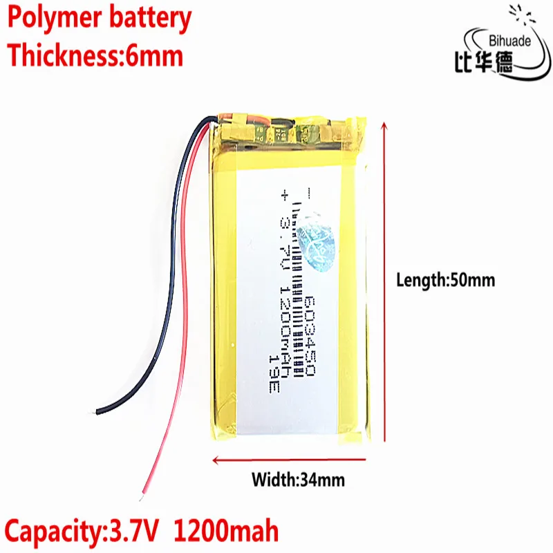 Good Qulity Liter energy battery 3.7V,1200mAH,603450 Polymer lithium ion / Li-ion battery for TOY,POWER BANK,GPS,mp3,mp4