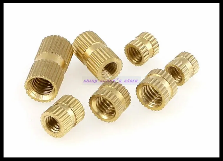 500pcs/Lot Metric Thread M2x3mm(L)-3.5mm(OD) Brass Knurl Nuts Embedded Parts Copper Knurl Nut Brand New