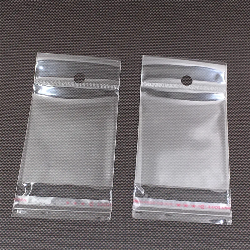 500 pcs Transparent Self Adhesive Seal Plastic Storage Bag OPP Poly Pack Bag With Hang Hole Retail Packaging Pouch