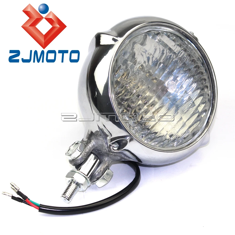 Motorcycle Aluminum Headlamp Amber Light H4 Headlight For Harley Sportster Honda Yamaha Custom XS650 Cafe Racer Bobber Chopper