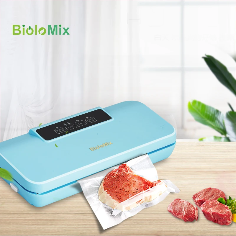 Vacuum Sealer Upgraded Automatic Food Packing Machine with 10pcs bags Best for Household Fresh Dry Moist Food Mode Blue Color