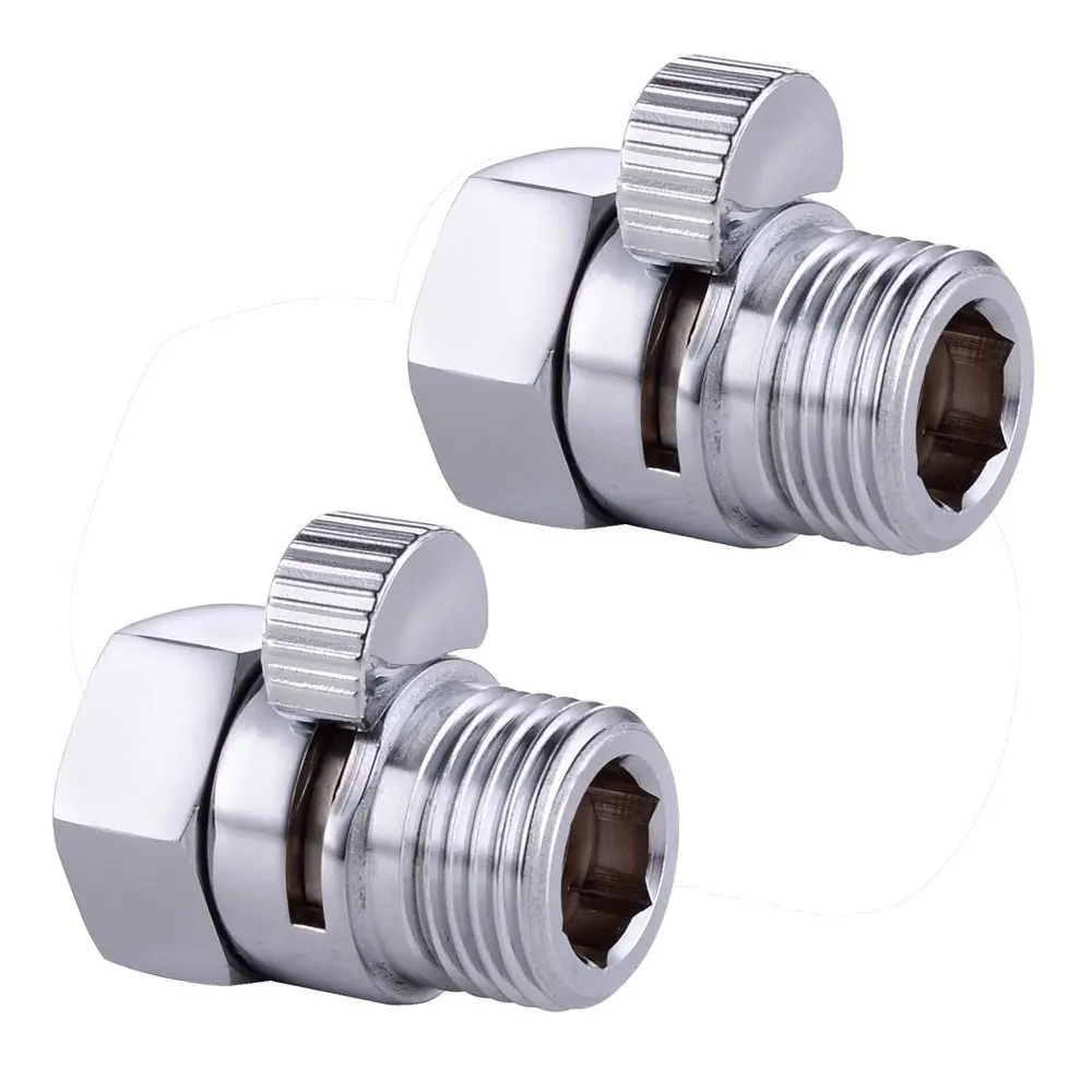 2pcs Polished Chrome Family essential Brass Shower Head Shut-Off Valve 1/2