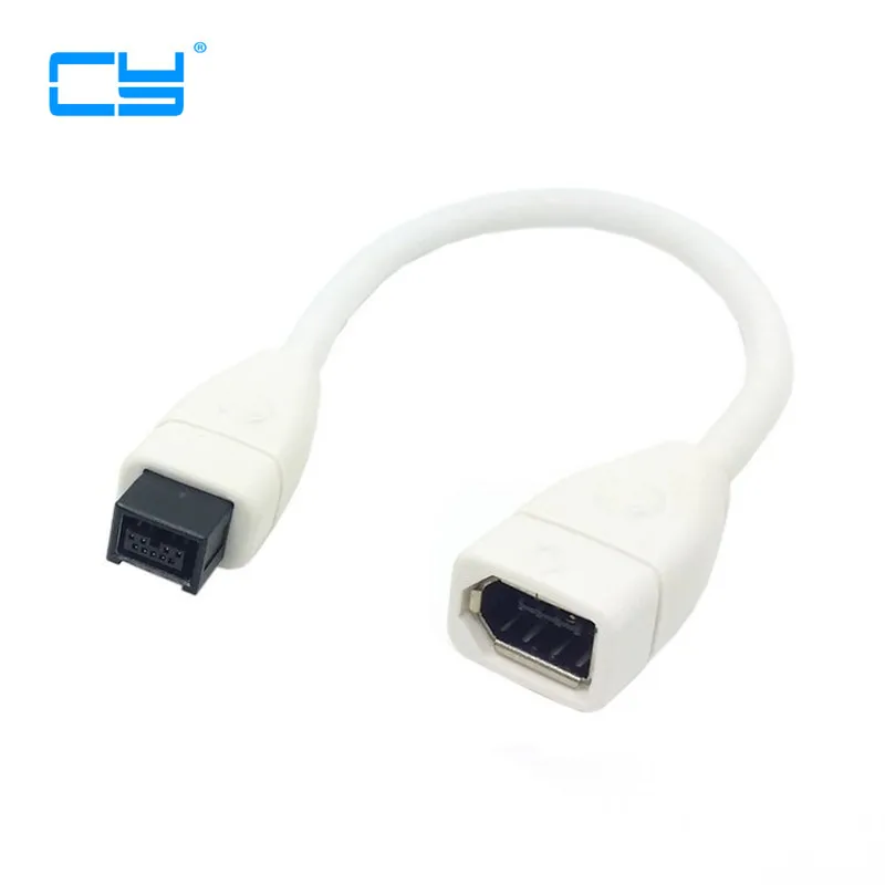 White IEEE 1394 IEEE1394 6PIN Female to 1394b 9PIN male Firewire 400 TO 800 Adapter Cable 10cm 0.1m