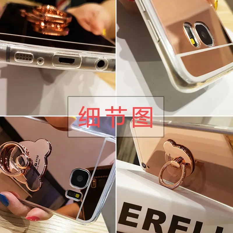 Luxury Mirror Soft TPU Back Cover For Samsung Galaxy J2Prime J3 J5 Pro J6 J6+ J7 J8 A5 2017 A520F Ring Holder Bracket Phone Case