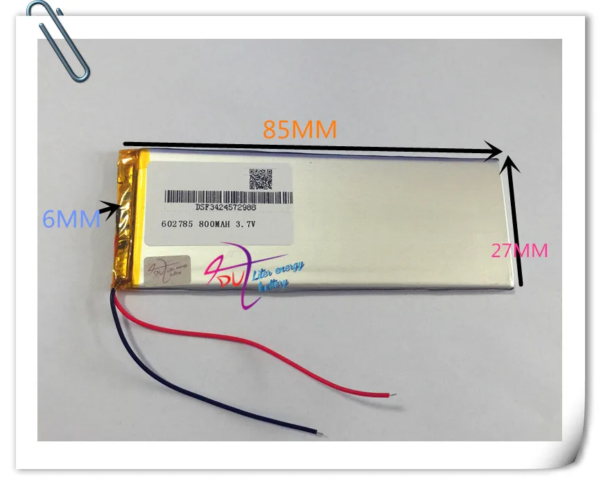 Wholesale 10pcs 3.7V 800mah 602785 Lithium Polymer LiPo Rechargeable Battery For Mp3 MP4 MP5 DVD PAD