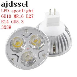 LED spotlight  MR16 AC&DC12V High Power Lampada  E27 GU10 E14 GU5.3 is110v/220v bulbs Dimmable 3X3W Led Lamp light  Dimmable