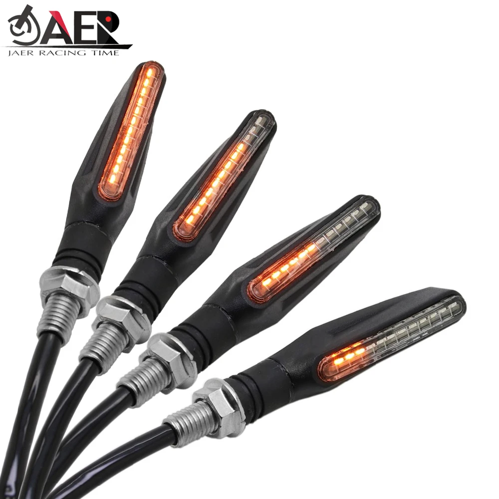 

2023 Sequential LED Motorcycle Turn Signal Indicators Flowing Flicker Blinkers Flashers Flexible Bendable Amber Light Lamp