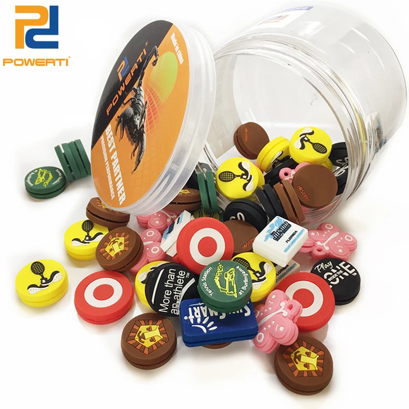 

POWERTI 50pcs/lot Funny Tennis Racket Vibration Dampener Cute Silicone Rubber OEM Tennis Dampener