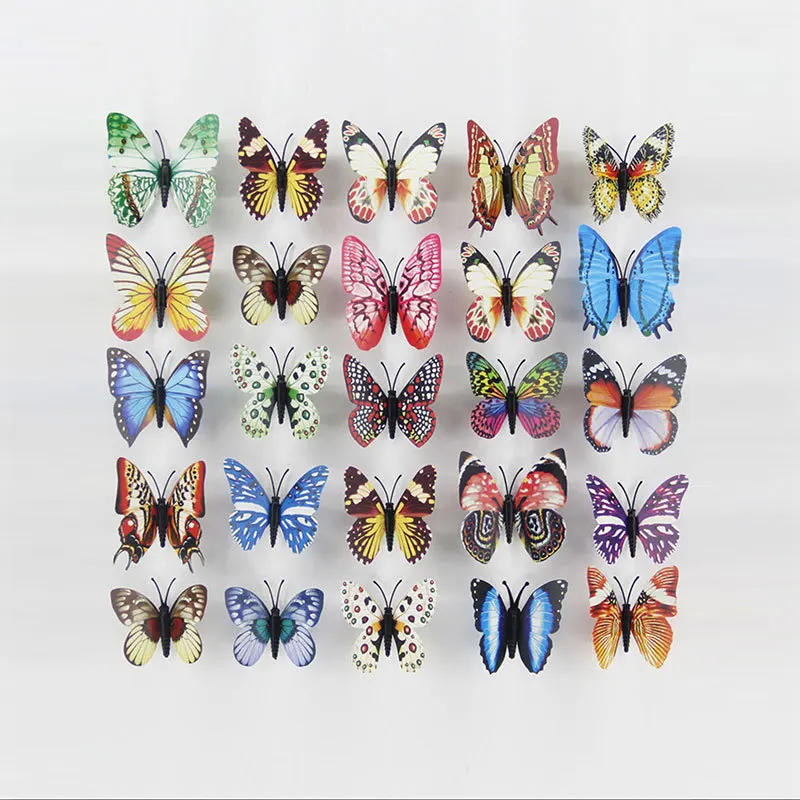 12 Pcs Simulation Luminous Butterfly 3D Wall Sticker Home Festival Decoration Glow In The Dark Magnet Butterflies Stickers 8cm