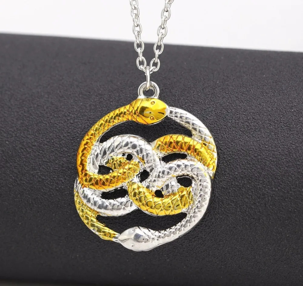 

wholesale 20pcs/lot Movie Jewelry Endless Story Necklace Double Snake Pendant Chain Womn Men Jewelry Retail&Wholesale