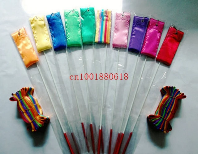 

Fedex DHL Freeshipping 4M Gym Dance Ribbon Rhythmic Art Gymnastic Streamer Baton Twirling Rod Mix color ,100pcs/lot