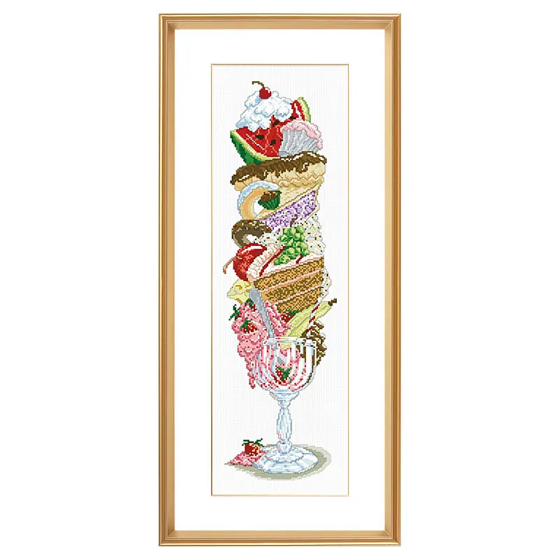 Fishxx Cross Stitch Kit T699 S279 Super Ice Cream Fruit Dessert Hand Embroidered Restaurant Two Patterns