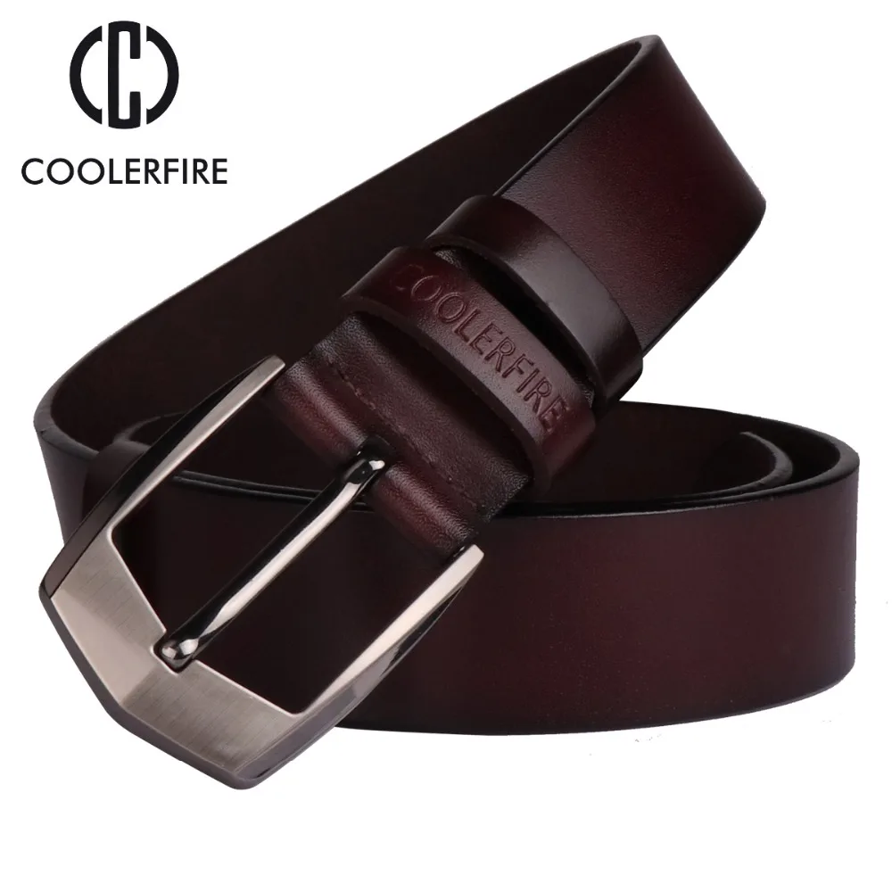 Coolerfire-Cinturón de cuero genuino de alta calidad para hombre, cinturones de diseñador de lujo, correa de piel de vaca, pantalones vaqueros, HQ043