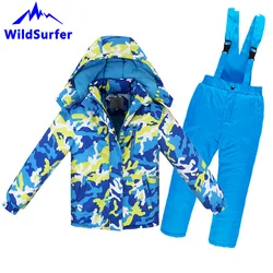 Kids Winter Camo Skiing Sets Windproof Keep Warm Boys And Girls Snowboard Ski Jacket Pants Children Snow Suits