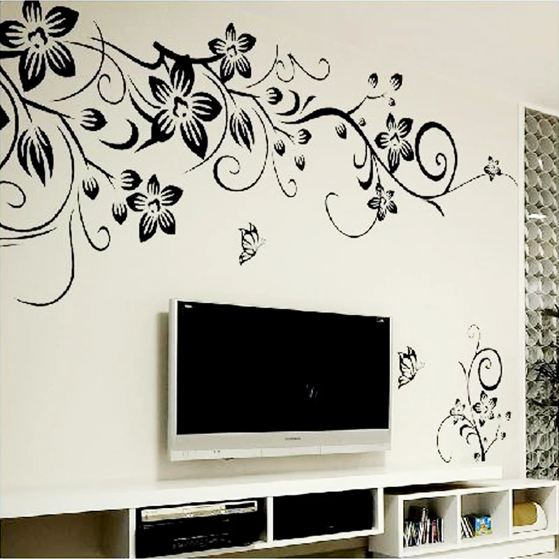 

Hot DIY Wall Art Decal Decoration Fashion Romantic Flower Wall Sticker/ Wall Stickers Home Decor 3D Wallpaper Free Shipping