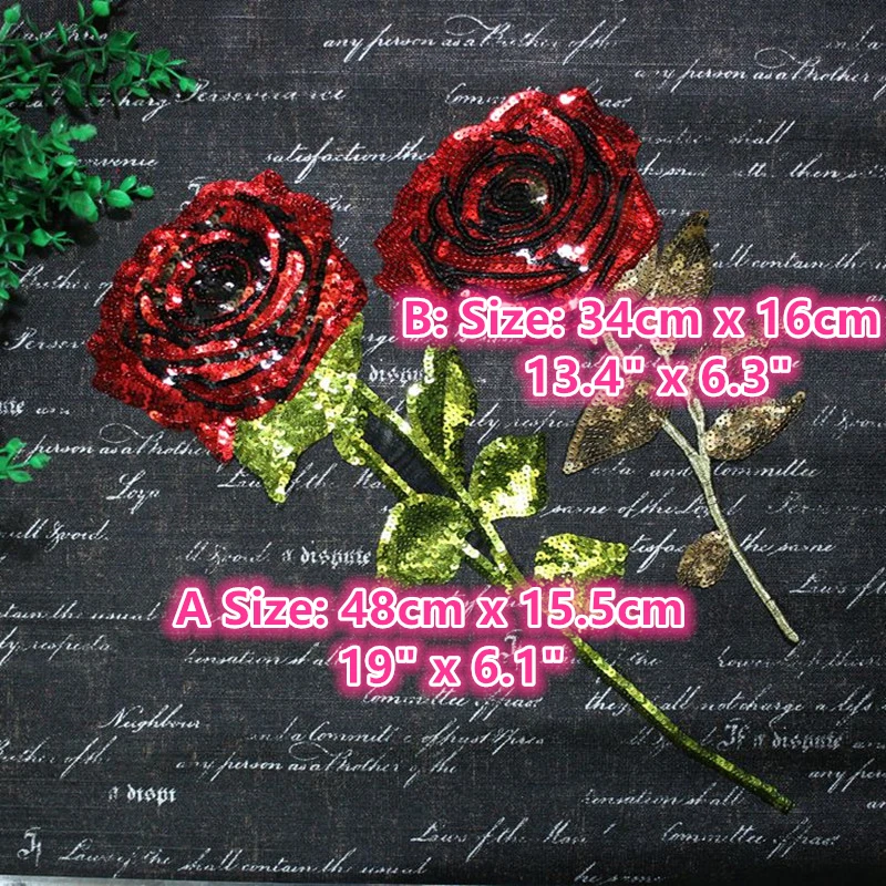 Toppa rosa rossa di grandi dimensioni per abito T-shirt jeans cappello borsa patch fai da te cucire a mano su toppe di fiori per abbigliamento