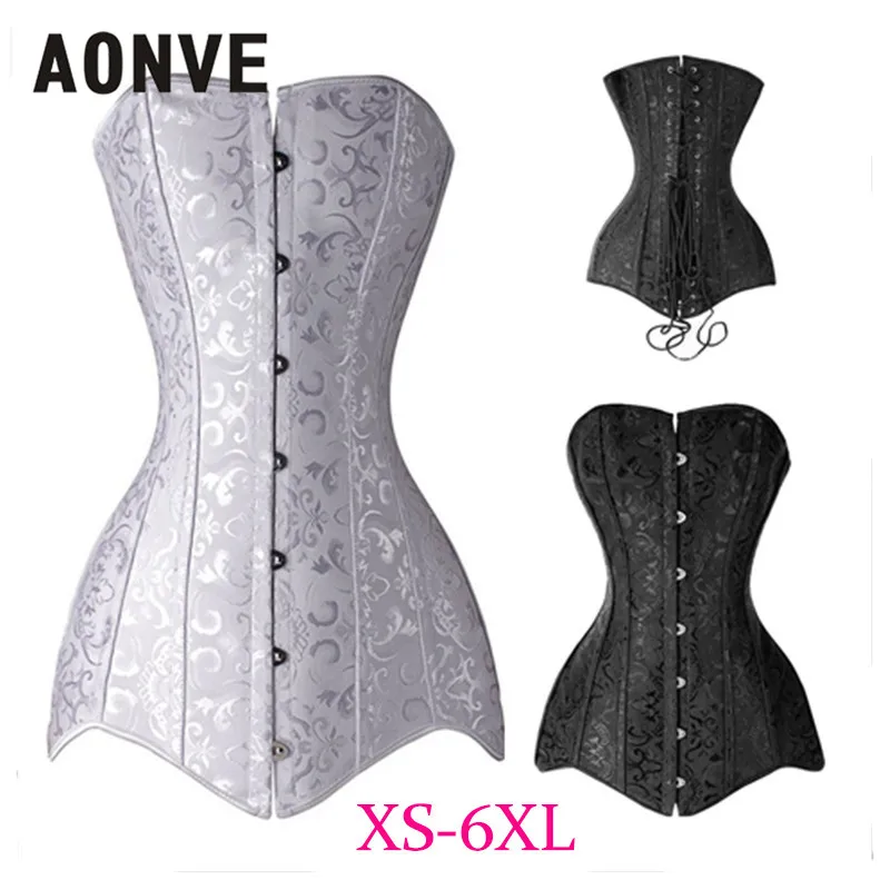 White Long Corset Women Steampunk Corset Waist Trainer Punk Goth Korsett Bodice Lingerie Modeling Strap Steel Boned Belt Corsets