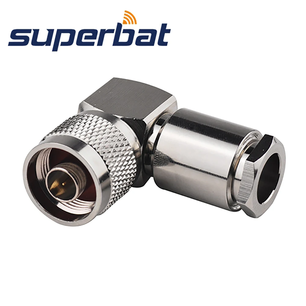 Superbat 10pcs N Clamp Male Right Angle RF Coaxial Connector for Cable RG213,RG8,LMR400