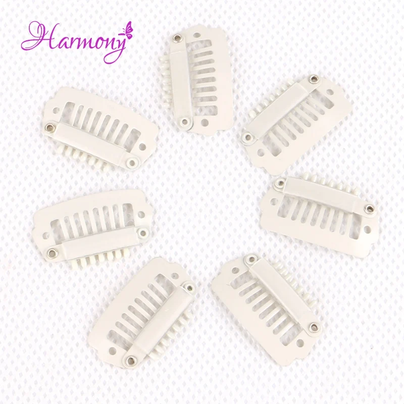 Donkerbruin 500Pcs 2.3Cm Haarverlenging Clip Met 7 Tanden Ik Vormige Pruiken Clips Met Siliconen Voor Haar extensions Accessoires Tool