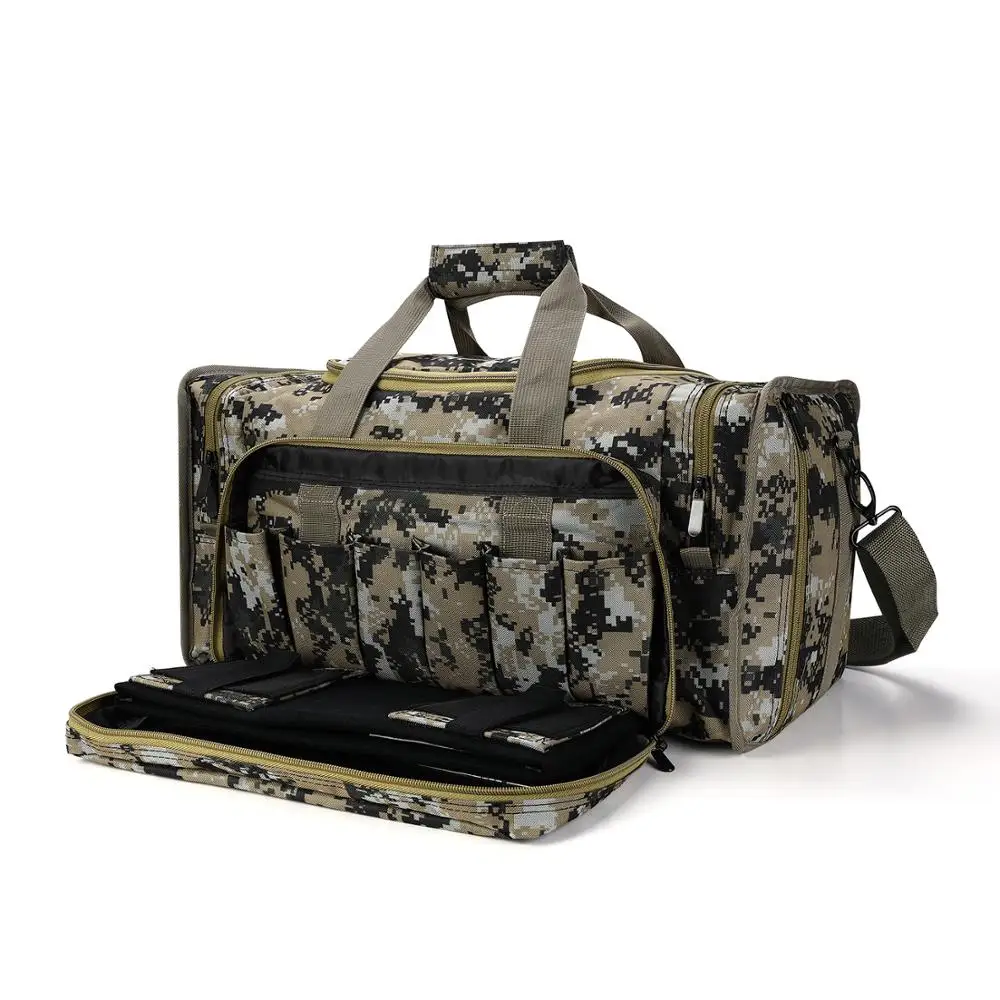 Tactical Gun Range Bag Shooting Duffle Bags for Handguns Pistols with Lockable Zipper and Heavy Duty Antiskid Feet(Camouflage)