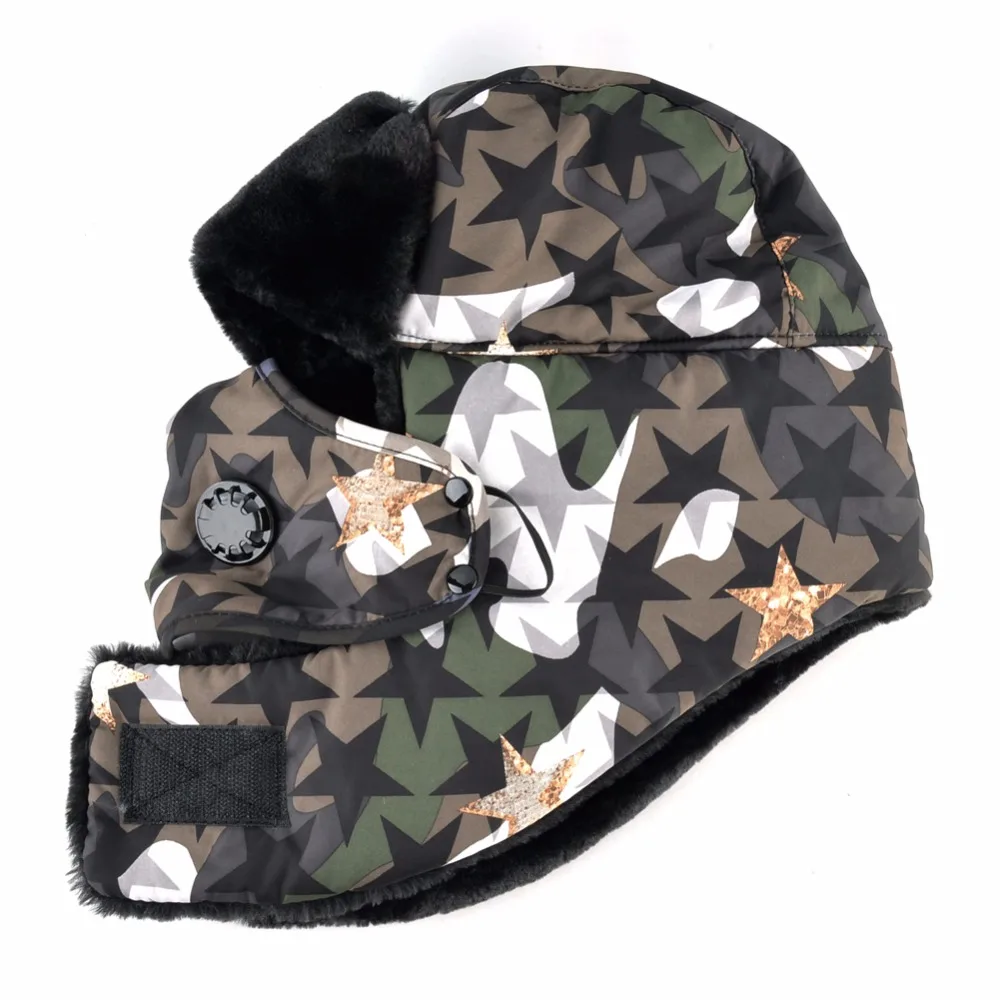 TQMSMY Camouflage hat men bomber hats winter cap masks thick warm ear flaps bone russian outdoor snow caps man gorros