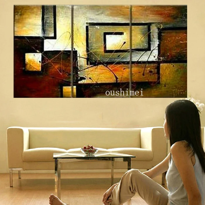 Hot Sale 3pcs/set Handmade Retro Abstract Canvas Oil Painting Home Decor Wall Pictures For Living Room Decor Group Paintings