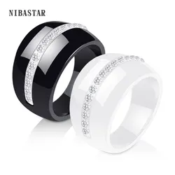 2019 Ceramic Rings Black & White With 1 Row For Rhinestone Women Exquisite Fashion White Color Cubic Zircon For Wedding Ring