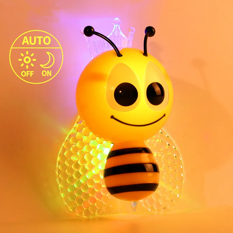 LED Night Light PIR Colorful Cute Insect Wall Lamp With Sensor Emergency Night Lamp Bee RGB Decoration Children Bedroom Light