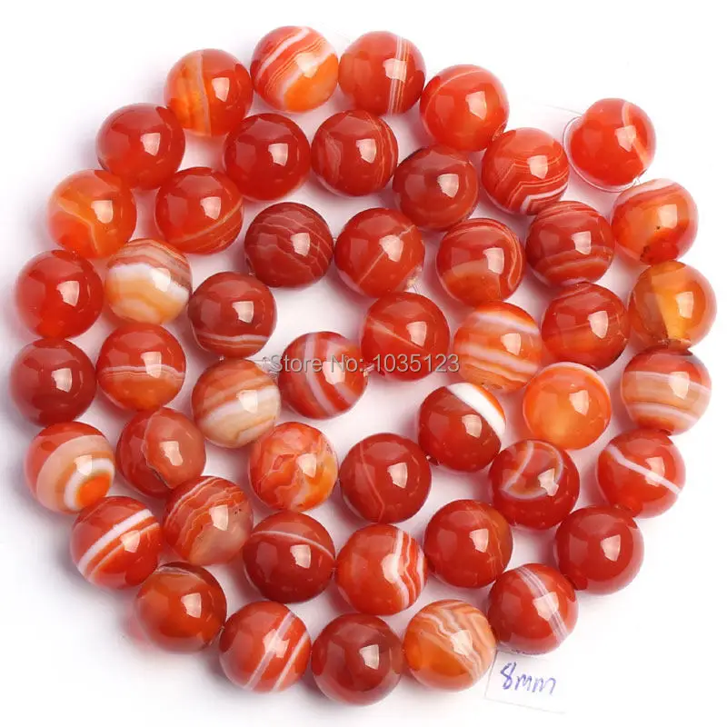 Natural Orange Banded Agates Round Shape 4/6/8/10/12/14/16/18/20mm Loose Beads 15 Inch Jewellery Making wj36