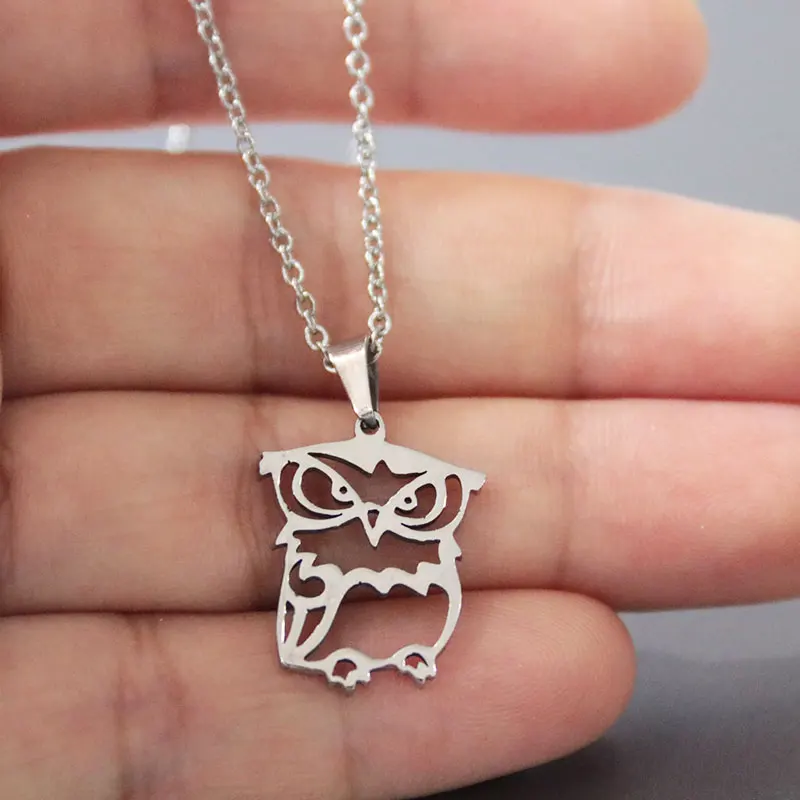 New Arrival 1pc Big Owl Stainless Steel Necklace Nighthawk Pendants Necklaces Women Kids Girls Fashion Jewelry Accessories