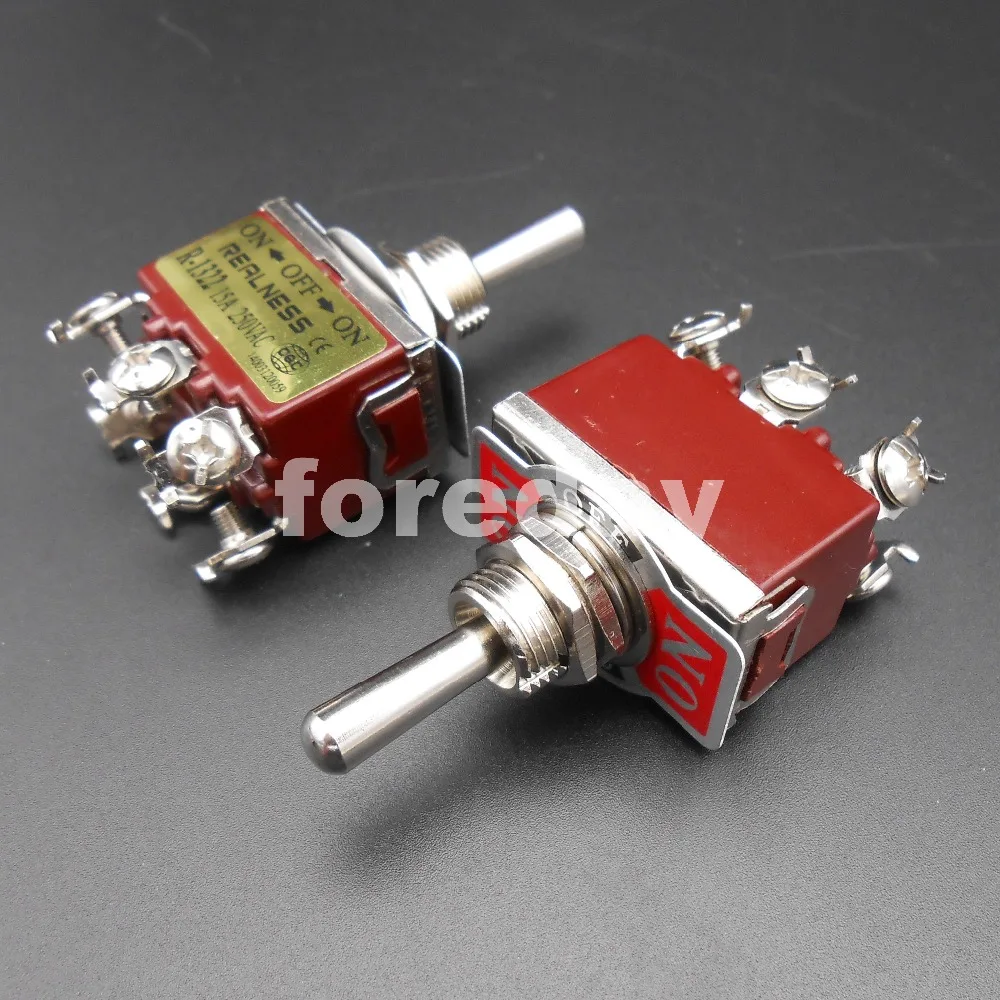 2PCS NEW Silver Contact HQ Toggle Switch 15A 250VAC On-Off-On Center Off Realness R-1322 6 Feet 1-0-1 Op voltage: 250V *FD058X2